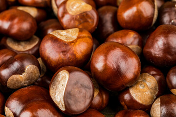 Lots of ripe chestnuts to eat. Background image