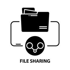file sharing icon, black vector sign with editable strokes, concept illustration