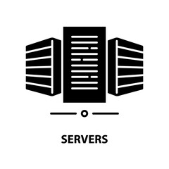 servers icon, black vector sign with editable strokes, concept illustration