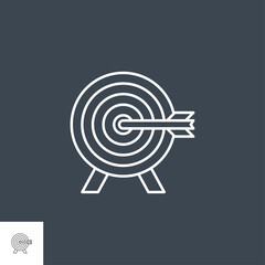 Target Related Vector Line Icon. Isolated on Black Background. Editable Stroke.