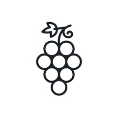Grapes. Grape icon. Vector linear icon, contour, shape, outline isolated on a white background. Thin line. Modern minimalistic design. Fruits.