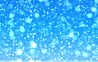 Art falling snow on the blue background