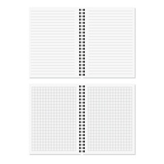 Realistic open spiral notepad template. Vector.