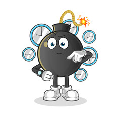 bomb with wristwatch cartoon. cartoon mascot vector