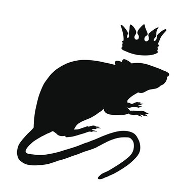 recommend clip art: Icon of rat silhouette with corona. Black illustration of rodent