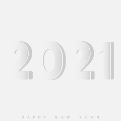 2021 New Year card with paper cut out text. Vector.
