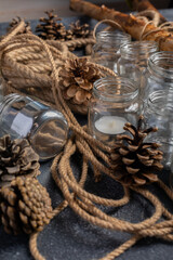 Stages of making a Christmas window handmade natural style decoration