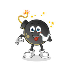 bomb laugh and mock character. cartoon mascot vector