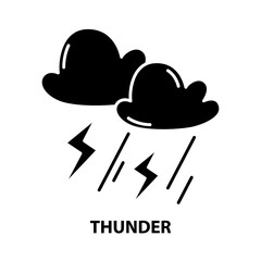 thunder icon, black vector sign with editable strokes, concept illustration
