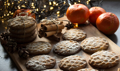Biscuits close up photo. Christmas decoration. Holiday menu ideas. 
