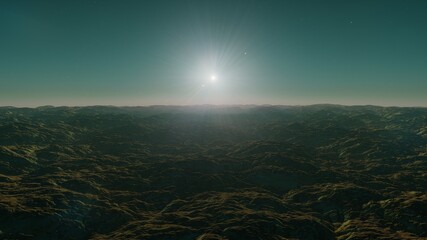 alien planet landscape, science fiction illustration, view from a beautiful planet, beautiful space background 3d render
