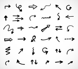 Vector set of hand-drawn arrows, elements for presentation