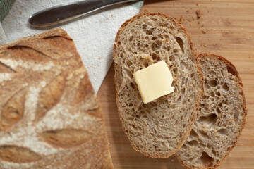 Rustic loaf of sourdough bread