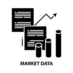 market data icon, black vector sign with editable strokes, concept illustration