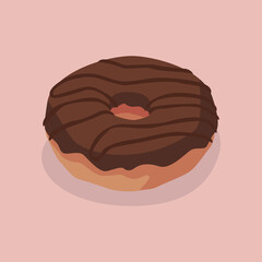 Colorful glazed donut. Donuts vector set. Beautiful hand made donut vector illustration. Donut for your design. Chocolate, blue, purple and lemon icing with powder.