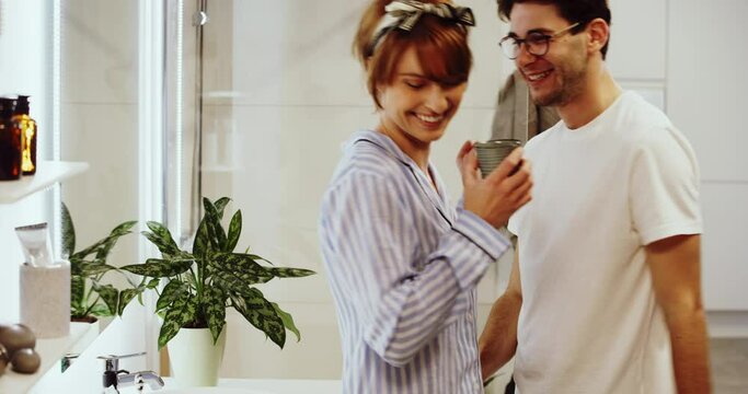 Couple getting ready in their
bathroom