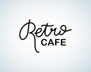 Retro cafe brush lettering logo, vintage logo for restaurant food and drink. Isolated vector illustration.
