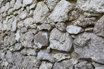 Ancient stone wall background and texture
wall of stones of the same color of different sizes and shapes