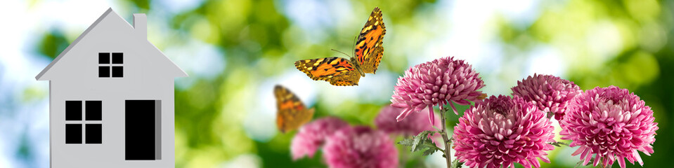 Obraz premium 3d-image of a house on the background of a natural landscape