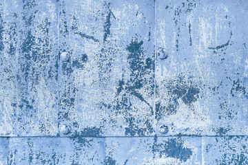 Blue Steel Paint Background. Aged Aluminum Grunge Effect Iron Material Panel. Stainless Steel Corrosion Texture.