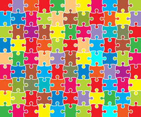 Jigsaw Puzzle grid template, color. Vector illustration.
