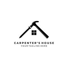 Carpenter's house logo vector illustration design, wood worker, workshop, icon, symbol