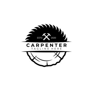 Carpenter Logo vector illustration design, wood worker, workshop, icon, symbol