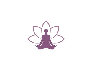 Lotus position, flower, yoga icon. Vector illustration.
