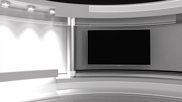 TV studio. White studio. Japan flag studio. Japan flag background. News studio. The perfect backdrop for any green screen or chroma key video or photo production. 3d render. 3d
