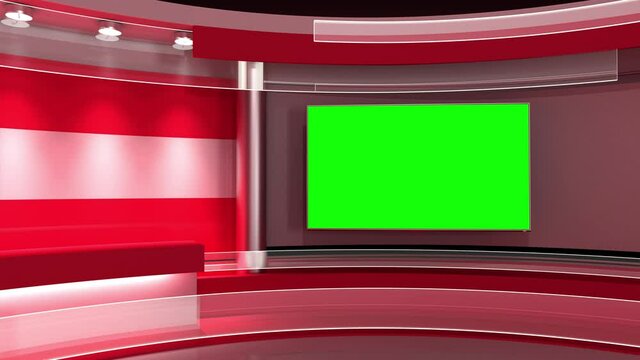 TV studio. Austria flag studio. Austria flag background. News studio. The perfect backdrop for any green screen or chroma key video or photo production. 3d render. 3d