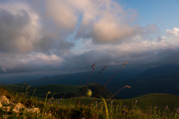 Beautiful clouds in the mountains dawn
