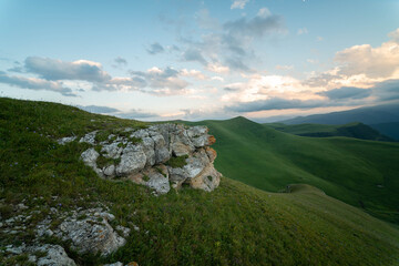 Beautiful clouds in the mountains dawn