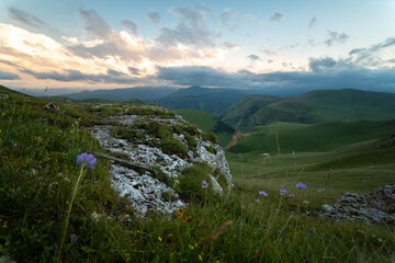 Fototapeta premium Mountain sunrise sea of ​​clouds