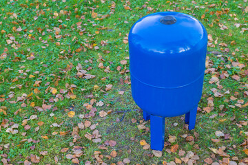 Blue metal water tank for 50 liters of water