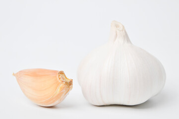 Fresh garlic isolated on white background.