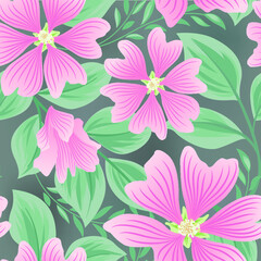 Flower seamless summer pattern. Floral garden tile background. Holiday stylish wallpaper with flowers