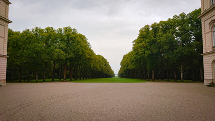 Beautiful park alley that goes to the horizon