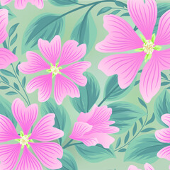 Fototapeta na wymiar Flower seamless summer pattern. Floral garden tile background. Holiday stylish wallpaper with flowers