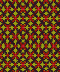 red and yellow geometric pattern with stars