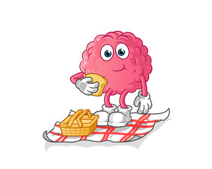 brain on a picnic cartoon. cartoon mascot vector