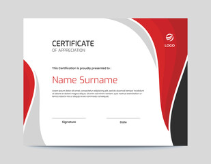 Abstract Red and Black Waves Certificate Design Template
Letter Size 11x8.5 with .125 Bleed