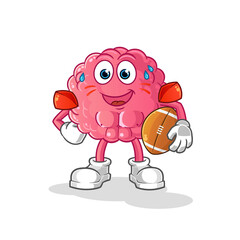 brain playing rugby character. cartoon mascot vector
