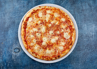 fresh pizza on the white plate