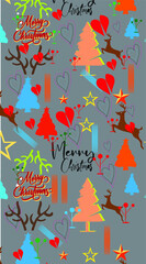 Merry Christmas hand lettering inscription to winter holiday background.. Greeting card