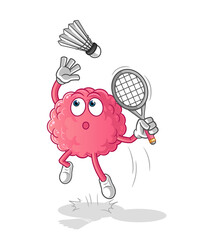 brain smash at badminton cartoon. cartoon mascot vector
