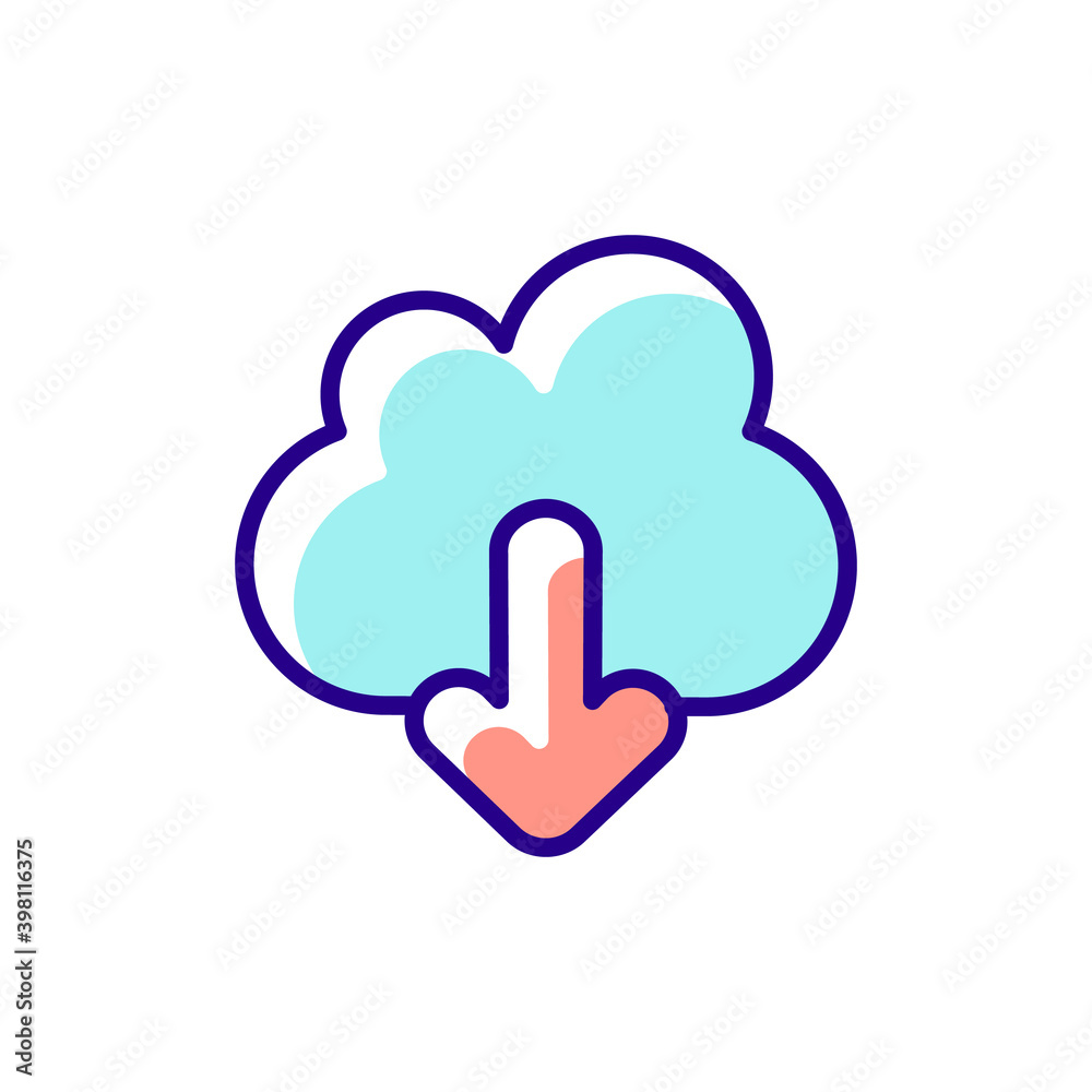 Poster Download RGB color icon. Getting your personal information from remote cloud storage. Mobile interface element, ui icon. Isolated vector illustration