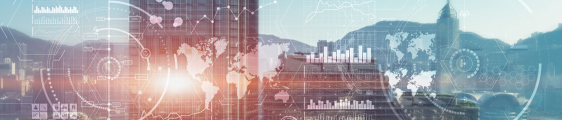 Fototapeta premium Business Control Panel Mixed Media. Business Intelligence.