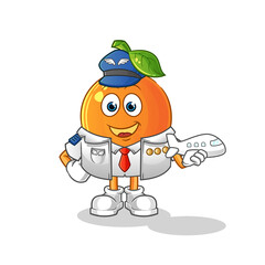 orange pilot mascot. cartoon vector