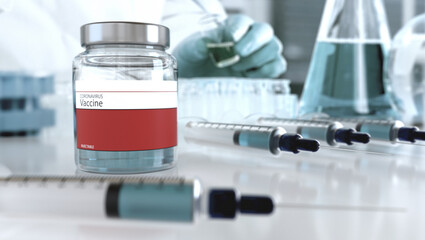 Vaccine for covid-19. Syringes with the vaccine.