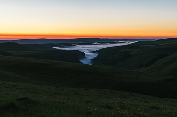 Bright colors of a warm sunset